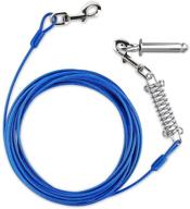 petbobi 30 ft tie out cable for dogs with expansion bolt stake, heavy-duty spring and metal swivel hooks, ideal for outdoor activities, yard, camping - rust-proof training tether for small to medium dogs up to 120 lbs logo