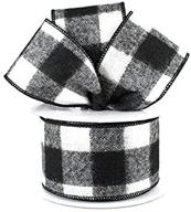 🖤 fuzzy large check plaid wired edge ribbon, 2.5 inches x 10 yards - black and white logo