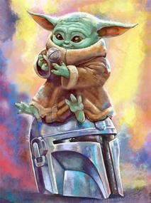 img 4 attached to 🧒 Комплект для рисования бриллиантами Baby Yoda с полным заполнением для взрослых и детей - набор для вышивания бриллиантами 5D Diamond, набор для крестиков кристаллов Baby Yoda, искусство и ремесла домашнего украшения стены - 12x16 дюймов