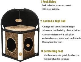 img 1 attached to Premium BORUIMA Cat Tower House with Scratching Post, Dangling Toy, and Cat Bed Cube - Ideal for Indoor Cats