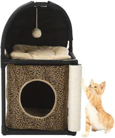 img 2 attached to Premium BORUIMA Cat Tower House with Scratching Post, Dangling Toy, and Cat Bed Cube - Ideal for Indoor Cats