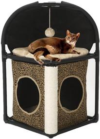 img 4 attached to Premium BORUIMA Cat Tower House with Scratching Post, Dangling Toy, and Cat Bed Cube - Ideal for Indoor Cats