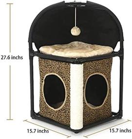 img 3 attached to Premium BORUIMA Cat Tower House with Scratching Post, Dangling Toy, and Cat Bed Cube - Ideal for Indoor Cats