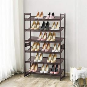 img 1 attached to 👠 SONGMICS 3-Tier Shoe Rack Storage: Metal Mesh, Stackable Shoe Shelf Stand for 9-12 Pairs, Bronze ULMR03A