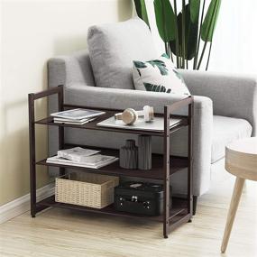 img 2 attached to 👠 SONGMICS 3-Tier Shoe Rack Storage: Metal Mesh, Stackable Shoe Shelf Stand for 9-12 Pairs, Bronze ULMR03A