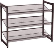 👠 songmics 3-tier shoe rack storage: metal mesh, stackable shoe shelf stand for 9-12 pairs, bronze ulmr03a логотип