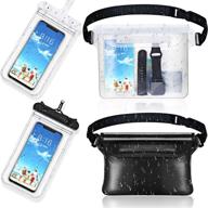 📱 2-piece waterproof phone pouch and universal cellphone case + 2 waterproof fanny packs with waist strap: screen touchable dry bags for swimming, snorkeling, and boating logo