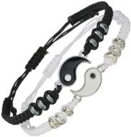 👯 top-rated yin yang best friend bracelets, perfect matching set for bffs, adjustable cord design, ideal gift for friendship, relationship, boyfriend, girlfriend, valentine's day logo
