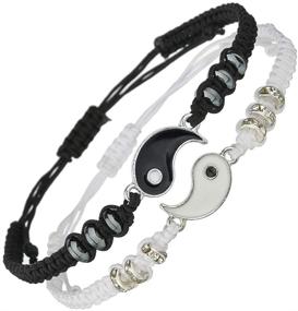 img 4 attached to 👯 Top-Rated Yin Yang Best Friend Bracelets, Perfect Matching Set for BFFs, Adjustable Cord Design, Ideal Gift for Friendship, Relationship, Boyfriend, Girlfriend, Valentine's Day