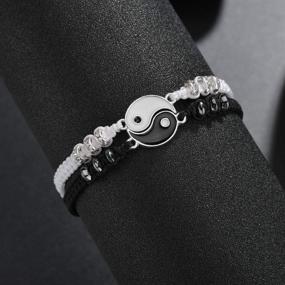 img 2 attached to 👯 Top-Rated Yin Yang Best Friend Bracelets, Perfect Matching Set for BFFs, Adjustable Cord Design, Ideal Gift for Friendship, Relationship, Boyfriend, Girlfriend, Valentine's Day