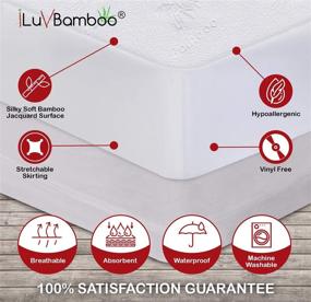 img 1 attached to 🛌 Waterproof King-Size Mattress Protector – Soft Bamboo Jacquard Bed Cover Guards Against Stains & Spills – Breathable, Silent Mattress Topper by iLuvBamboo