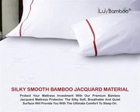 img 3 attached to 🛌 Водонепроницаемый защитный чехол для кинг-сайз матраса - Мягкий бамбуковый жаккард защищает от пятен и проливов - Дышащий, бесшумный матрасный топпер от iLuvBamboo