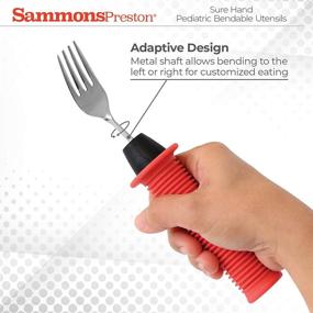 img 3 attached to Sure Hand Bendable Youth Fork by Sammons Preston | Pediatric Angled Fork for Customized Eating | Comfortable Built-Up Red Handle Grip | Stable Non-Slip Grip | Adaptive Fork for Children | Model 58936