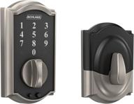 🔒 schlage be375 cam 619 сенсорный замок для входной двери без ключа camelot deadbolt, электронный, сатиновая никель - набор из 1 штуки логотип