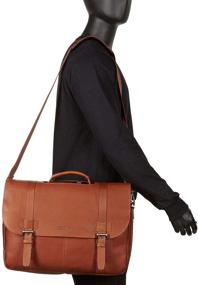 img 3 attached to 👜 Kenneth Cole Reaction Show Business Full-Grain Colombian Leather Dual Compartment Flapover 15.6-inch Laptop Business Portfolio, Cognac - Sleek and Versatile Laptop Bag for Professionals