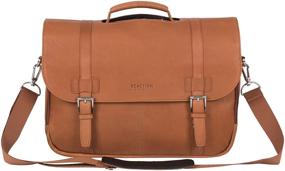 img 2 attached to 👜 Kenneth Cole Reaction Show Business Full-Grain Colombian Leather Dual Compartment Flapover 15.6-inch Laptop Business Portfolio, Cognac - Sleek and Versatile Laptop Bag for Professionals