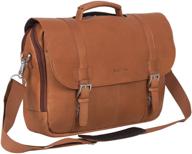 👜 kenneth cole reaction show business full-grain colombian leather dual compartment flapover 15.6-inch laptop business portfolio, cognac - sleek and versatile laptop bag for professionals logo