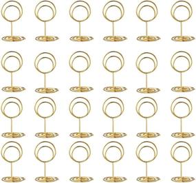 img 2 attached to Toncoo 24 Pcs Premium Mini Table Number Holders and 24 Pcs Place Cards | Gold Foil Border | Place Card Holder | Table Sign Stand | Photo Picture Holders for Centerpieces, Wedding, Party, Birthday