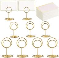 toncoo 24 pcs premium mini table number holders and 24 pcs place cards | gold foil border | place card holder | table sign stand | photo picture holders for centerpieces, wedding, party, birthday logo