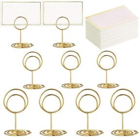 img 4 attached to Toncoo 24 Pcs Premium Mini Table Number Holders and 24 Pcs Place Cards | Gold Foil Border | Place Card Holder | Table Sign Stand | Photo Picture Holders for Centerpieces, Wedding, Party, Birthday