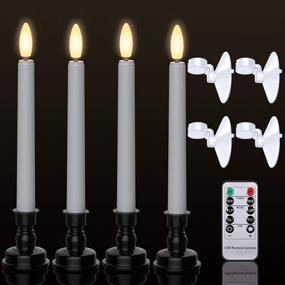 img 3 attached to 🕯️ 4pcs LED Flameless Flickering Window Candles with Remote Timer, Candle Holders, and Suction Cups – Ymenow Battery Operated LED Taper Candles for Home Party Christmas Décor in Warm White