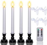 🕯️ 4pcs led flameless flickering window candles with remote timer, candle holders, and suction cups – ymenow battery operated led taper candles for home party christmas décor in warm white логотип