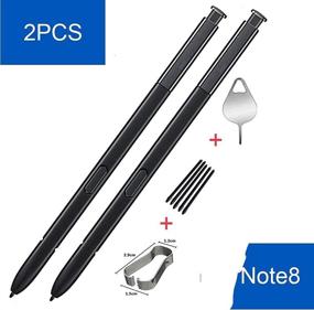 img 3 attached to 🖋️ 2-Pack Black Stylus Pens for Samsung Galaxy Note 8 N950U N950W N950FD N950F - Replacement S Pens with Tips/Nibs and Eject Pin