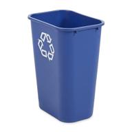 rubbermaid commercial products 10 gallon blue plastic resin deskside recycling can with blue recycling symbol логотип
