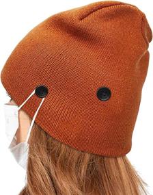img 4 attached to 🧢 Stay cozy and stylish: Knit Beanie Cap for Men Women with Additional Button Holders for Face Mask