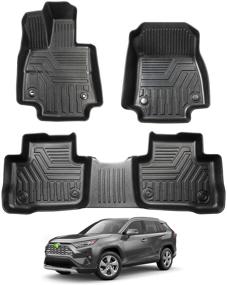 img 4 attached to 🚗 All-Weather Custom Fit Floor Liner for Toyota RAV4 2019-2022 - Compatible with Hybrid and Non-Hybrid Models, Perfect for Protecting Against Powerty