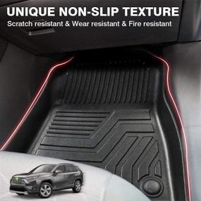 img 1 attached to 🚗 All-Weather Custom Fit Floor Liner for Toyota RAV4 2019-2022 - Compatible with Hybrid and Non-Hybrid Models, Perfect for Protecting Against Powerty