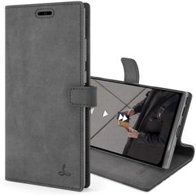 img 4 attached to 📱 Snakehive Vintage Wallet for Samsung Galaxy Note 20 Ultra - Genuine Leather Phone Case with Viewing Stand, Card Holder, and Flip Cover (Grey)