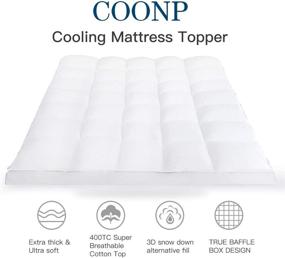 img 3 attached to 🛏️ COONP Queen Mattress Topper - Extra Thick Pillowtop, Cooling & Plush Pad Cover with 400TC Cotton Top Protector - 8-21 Inch Deep Pocket - 3D Snow Down Alternative Fill