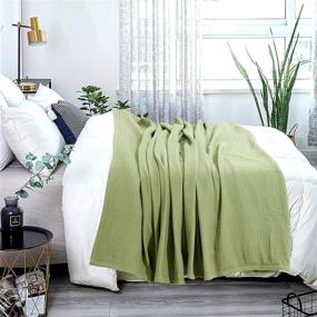 img 1 attached to 🛋️ Cozy & Breathable Urban Style Decor Ringspun Woven Cotton Blanket - Perfect Bed Spread, Quilt for Bed & Couch/Sofa - Sage, Queen