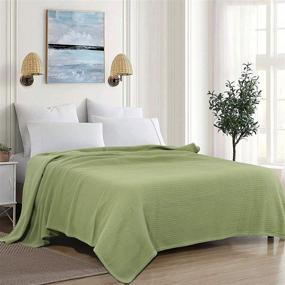 img 3 attached to 🛋️ Cozy & Breathable Urban Style Decor Ringspun Woven Cotton Blanket - Perfect Bed Spread, Quilt for Bed & Couch/Sofa - Sage, Queen