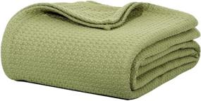 img 2 attached to 🛋️ Cozy & Breathable Urban Style Decor Ringspun Woven Cotton Blanket - Perfect Bed Spread, Quilt for Bed & Couch/Sofa - Sage, Queen