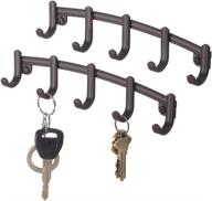 🔑 mdesign wall mount key ring holder small hook rack - organize your entryway, mudroom, hallway, kitchen, and office - holds keys, keychain, purse, and wristlets - 9" wide, 2 pack - bronze logo