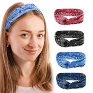 stylish 4-pack: boho headbands for women - vintage floral design, stretchy & knotted hairbands logo