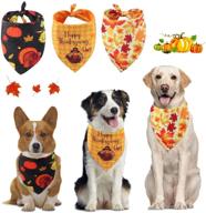 idepet autumn dog bandana 3 pack - halloween fall pet triangle bibs scarf - cute turkey & maple leaf printing kerchief sets - washable accessories for small medium large dogs cats - reversible логотип