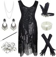 👗 plus size flapper dress with fringed paisley pattern, inspired by 1920s gatsby style - comes with complete set of 20s accessories logo