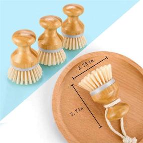 img 3 attached to 🧼 Umikk 6PCS Bamboo Round Mini Palm Scrub Brush Set - Ideal for Cast Iron Skillet, Kitchen Sink, Bathroom, Household Cleaning - Pot Brushes, Dish Scrubbers