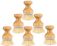 🧼 umikk 6pcs bamboo round mini palm scrub brush set - ideal for cast iron skillet, kitchen sink, bathroom, household cleaning - pot brushes, dish scrubbers logo