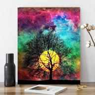 🌕 transform your walls with karyees full moon tree diy paint by numbers kits: create a stunning 20x16in bright moon canvas painting with acrylic paints logo