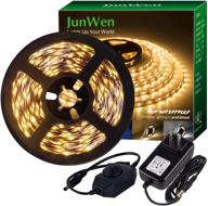 junwen 16.4ft warm white led strip light - dimmable soft led 🌟 lights tape, flexible undercabinet lighting for bedroom, includes 2a ul listed power supply логотип