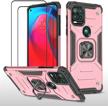 zmone case compatible for motorola moto g stylus 5g case with screen protector [2 pack] military grade heavy duty shockproof case cover with magnetic ring kickstand - rose gold logo