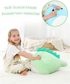 img 1 attached to 20-inch Plush Dino Pillow Toys - Cute Stuffed Dinosaur Animal Doll Soft Plushies - Ideal Gift for Boys & Girls (Green)