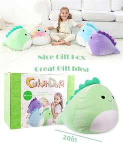 img 2 attached to 20-inch Plush Dino Pillow Toys - Cute Stuffed Dinosaur Animal Doll Soft Plushies - Ideal Gift for Boys & Girls (Green)