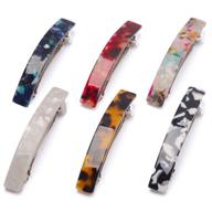 📎 6-piece tortoise shell hair barrettes set, acetate and acrylic french design hair clips for women and ladies - automatic hair clip (1) logo