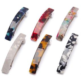 img 4 attached to 📎 6-Piece Tortoise Shell Hair Barrettes Set, Acetate and Acrylic French Design Hair Clips for Women and Ladies - Automatic Hair Clip (1)