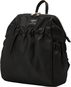 img 2 attached to Stylish & Waterproof: Kah&Kee Nylon Mini Backpack Purse for Women in Black - Cute and Fashionable Design